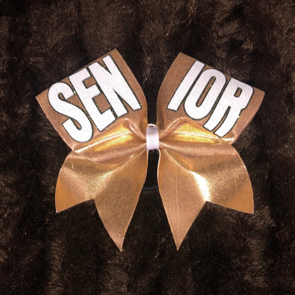 gold senior cheerleading bow